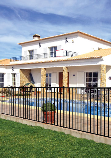 Paneles ornamentales para valla de piscina, gran oferta, modernos, galvanizados/aluminio, 2 rieles, parte superior plana
