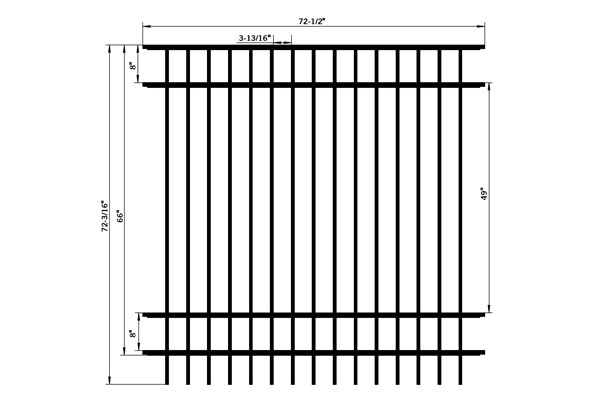 Populares paneles de cerca de piscina ornamentales de parte superior plana galvanizados/aluminio de 3 rieles